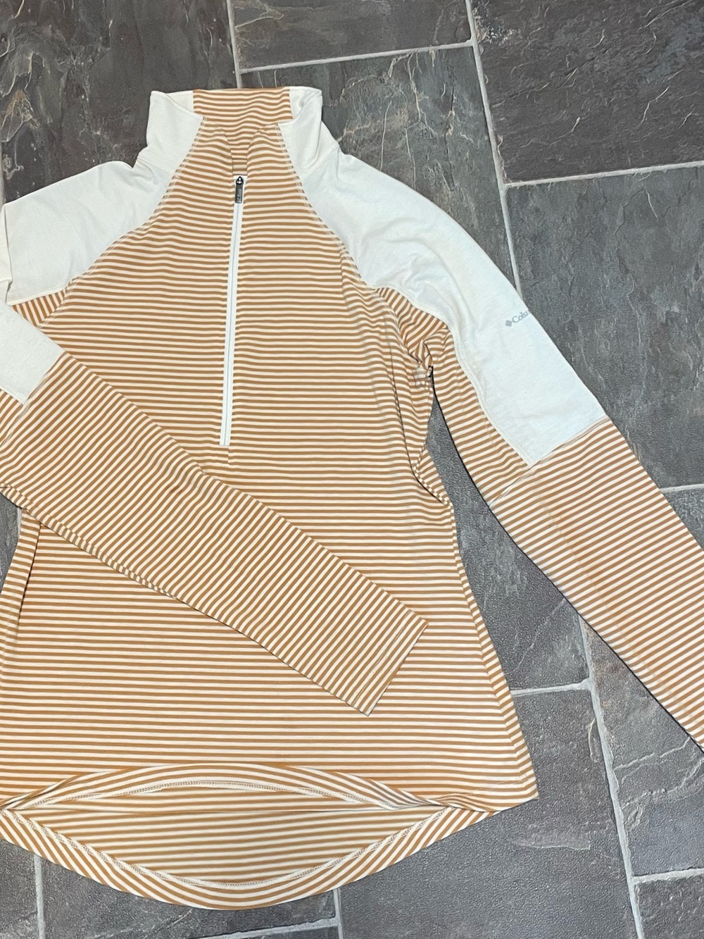 Columbia Women's Tan & Cream Striped Half-Zip Pullover